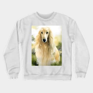 Afghan Hound on a Sunny Day Portrait Crewneck Sweatshirt